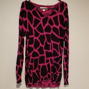 Michael Kors L pink and black patterned sweater